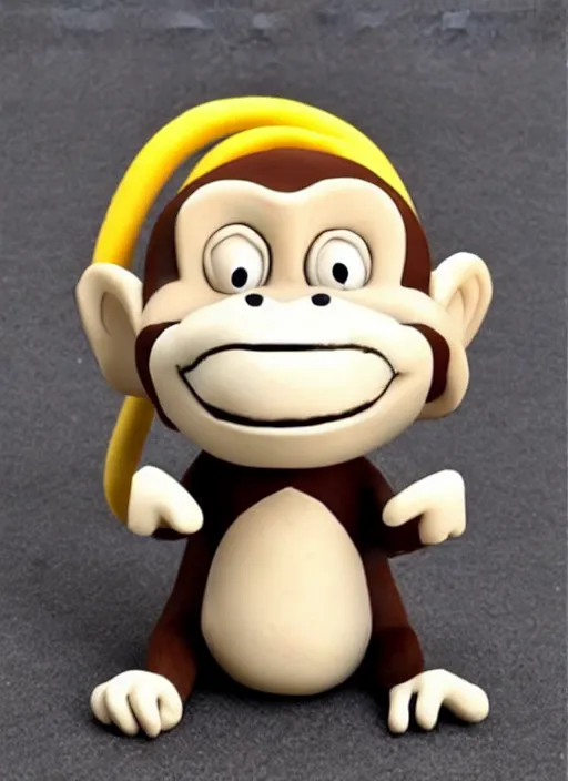 Image similar to monkey cartoon character with tie, 3 d clay figure, kawaii