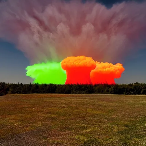 Image similar to neon colored nuclear explosion.