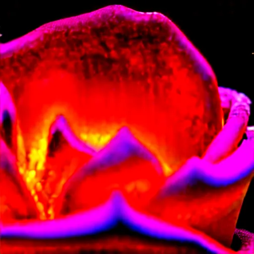 Image similar to award - winning macro of a beautiful black rose made of glowing molten magma