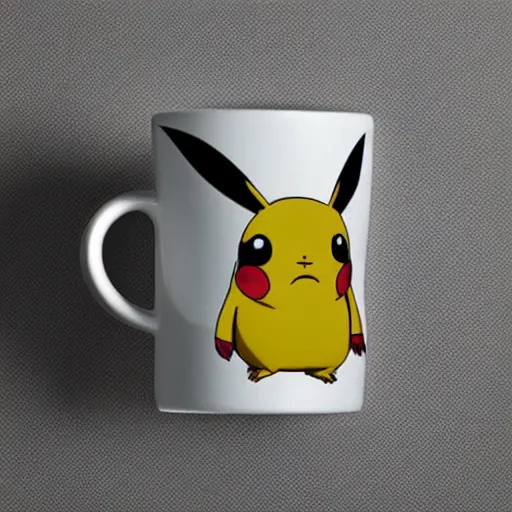 Prompt: pikachu mug, advertising photography