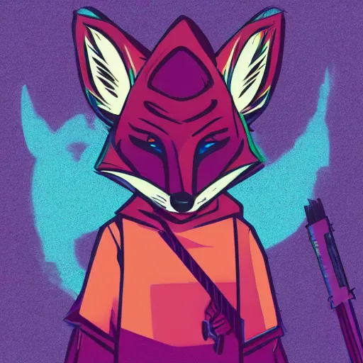 Image similar to Robin Hood anthropomorphic fox, wearing a synthwave hoodie vhs still