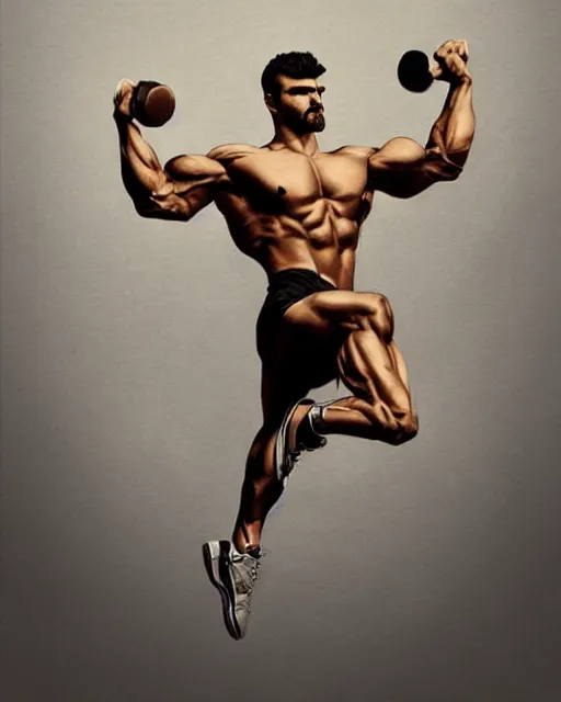 Prompt: gigachad luigi bodybuilder jumping by ilya kuvshinov, ernest khalimov body by krista sudmalis, super mario bros symmetrical face concept art, hyper realistic, intricate, elegent, highly detailed, digital painting, concept art, smooth, sharp, focus, illustration, art by artgerm and greg rutkowski and alphonse mucha, artstation