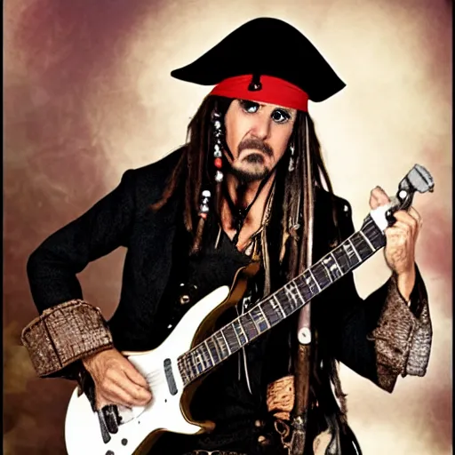 Prompt: davy jones pirates of caribbean playing guitar