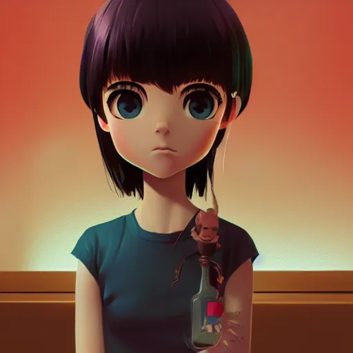 Prompt: cute girl in jar, made by ilya kuvshinov and makoto shinkai