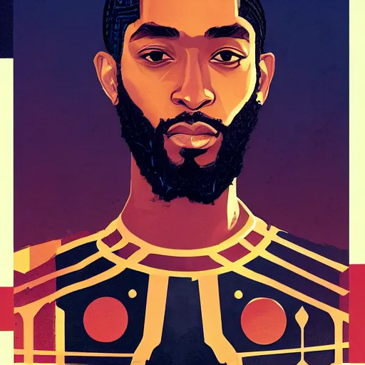 Prompt: Wakandan Nipsey Hussle profile picture by Sachin Teng, asymmetrical, Organic Painting , Matte Painting, geometric shapes, hard edges, graffiti, street art:2 by Sachin Teng:4