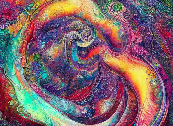 Image similar to an abstract painting of a swirl with bubbles, an ultrafine detailed painting by android jones, behance contest winner, psychedelic art, biomorphic, behance hd, lovecraftian