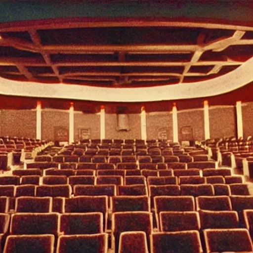 Prompt: retro photo of the interior of a movie theater