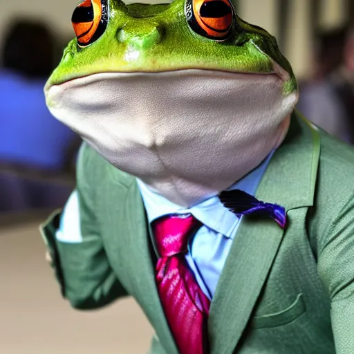 Image similar to a frog with a suit, he is a real gentleman