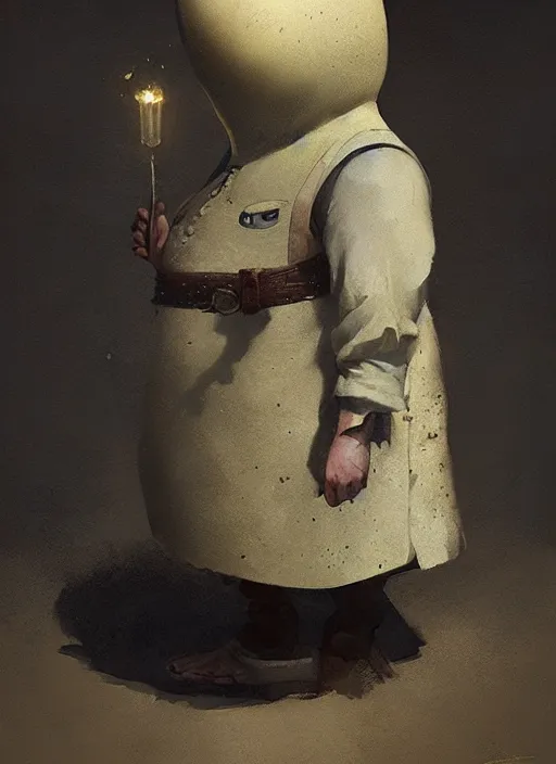 Image similar to portrait of little nightmares humpty dumpty by greg rutkowski