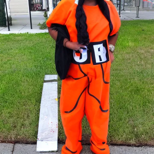 Image similar to chick dressed as an inmate