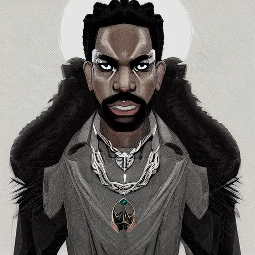 Image similar to afropunk male villain portrait, style of Dave Rapoza, trending on Artstation,