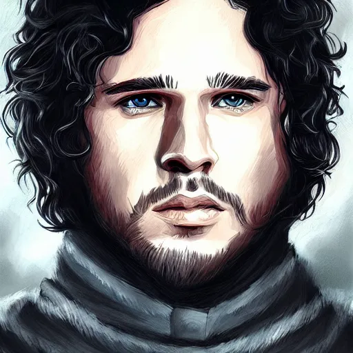 Prompt: a portrait of jon snow by anato finnstark