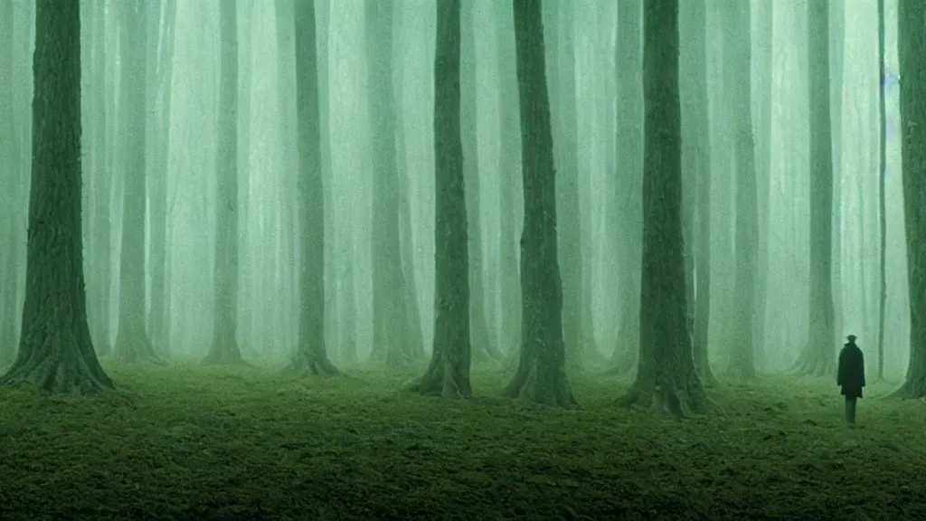 Image similar to can't see the forest through the trees, film still from the movie directed by denis villeneuve and david cronenberg with art direction by zdzisław beksinski and dr. seuss