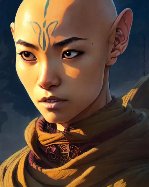 Prompt: suki from avatar the last airbender, character portrait, portrait, close up, concept art, intricate details, highly detailed by greg rutkowski, michael whelan and gustave dore