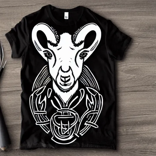 Prompt: satanic goat line art, graphic tees