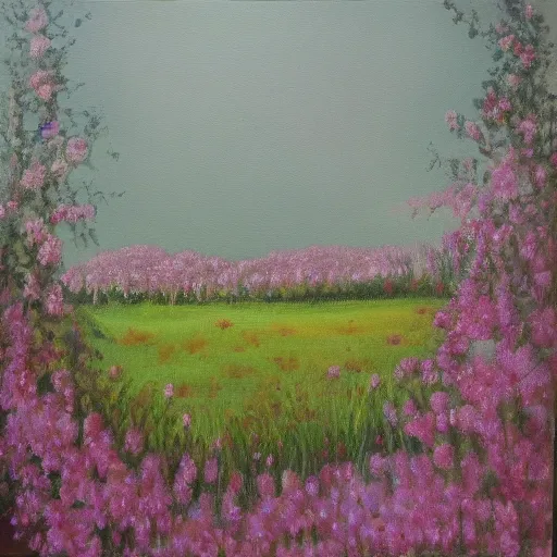 Image similar to oil painting of floral meadow