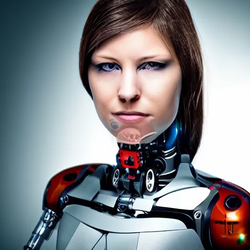 Image similar to portrait photo of a female cyborg