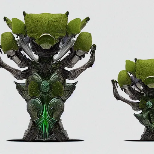 Prompt: Elden ring symmetric alien plant armor, 8k, official art