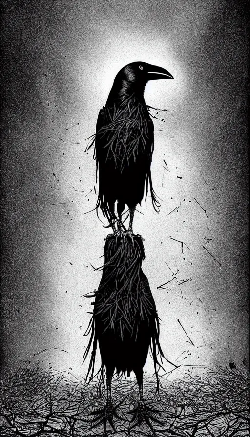 Image similar to epic professional digital art of crow that is a human by dan hillier and julia deville