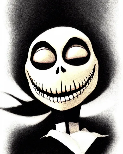 Prompt: jack skellington, detailed perfect face, exquisite details, fire magic, mid view, design on a white background, by studio muti, greg rutkowski makoto shinkai takashi takeuchi studio ghibli