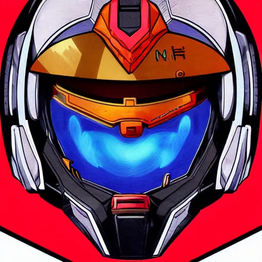 Prompt: anime portrait illustration of a gundam pilot in an intricate helmet, hiphop urban inspired, symmetrical proportions, symmetrical perfect facial features, cinematic lighting, hd, 3 2 k, octane, unreal engine, in the style of go teen titans and disney's pixar, by denys cowan and dwayne mcduffie