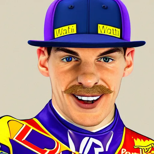 Prompt: Portrait of Max Verstappen as Waluigi