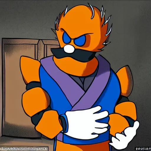 Prompt: Doctor Robotnik from Sonic tried for tax evasion, court drawing, sad