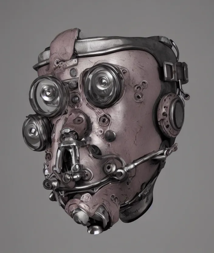 Prompt: Steampank biomechanical face mask, octane render, cinematic, highly detailded