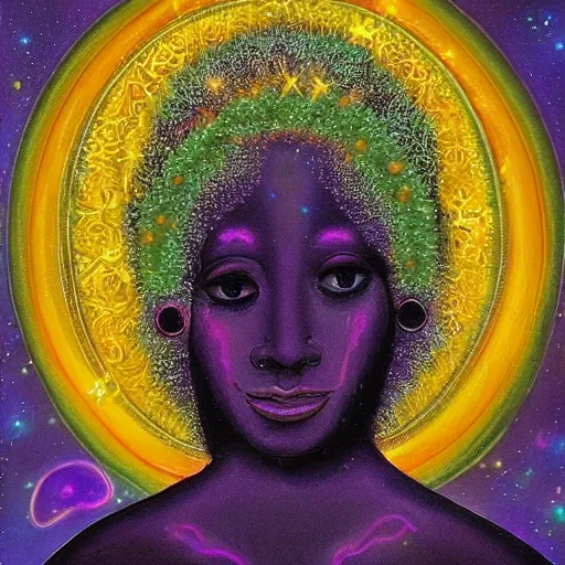 Image similar to a cosmic deity, portrait of a beautiful cosmic goddess