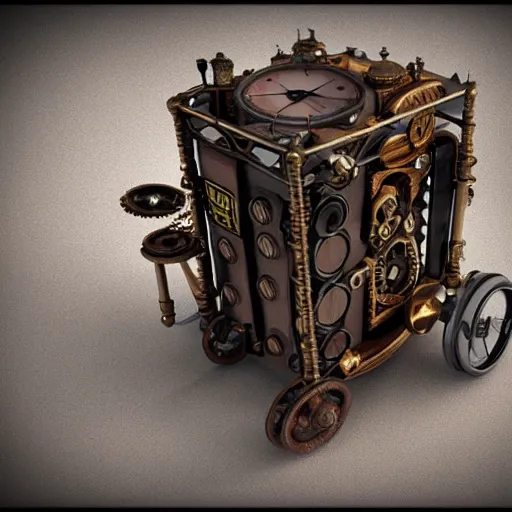 Image similar to steampunk time machine, cinema4d