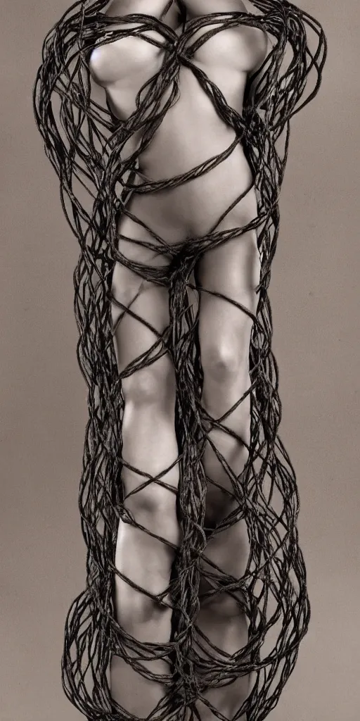 beautiful female bodies intertwined, shibari ropes