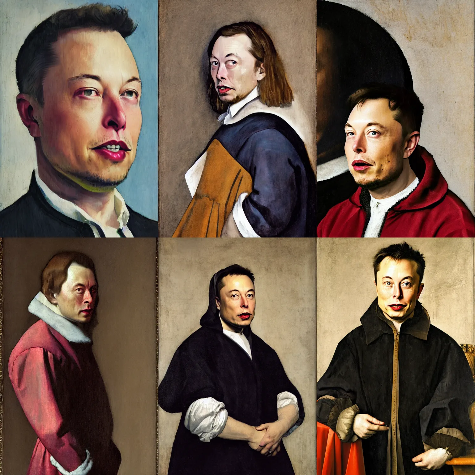 Prompt: Elon Musk, portrait by Johannes Vermeer