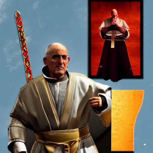 Prompt: the pope as a mortal kombat character