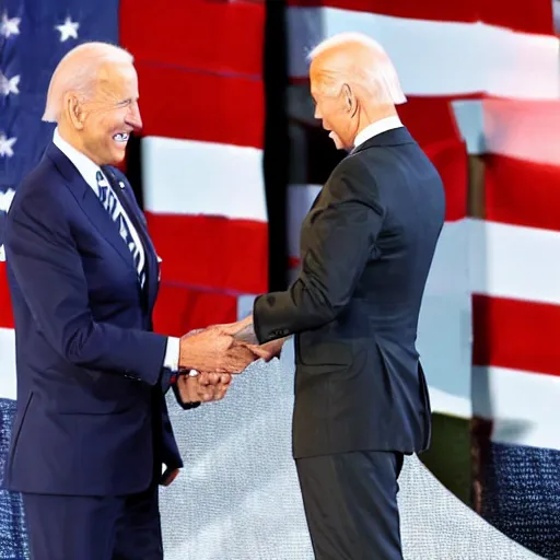 Image similar to joe biden sniffing a pile of hair while shaking hands with nobody