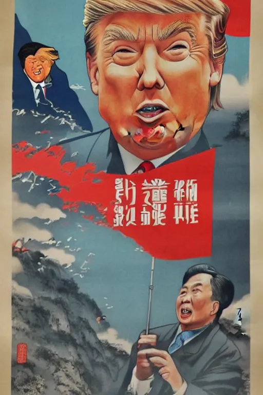 Image similar to chinese propaganda poster of Donald Trump