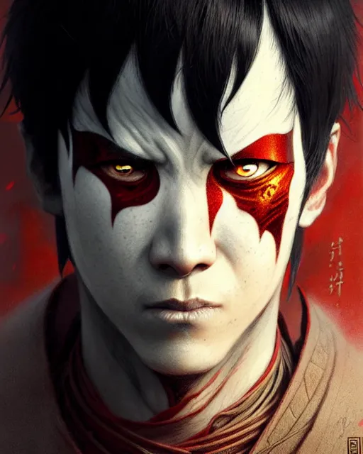 Image similar to zuko from avatar the last airbender, character portrait, portrait, close up, concept art, intricate details, highly detailed by greg rutkowski, michael whelan and gustave dore