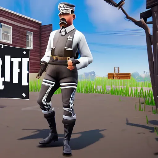 Image similar to adolf hitler in fortnite