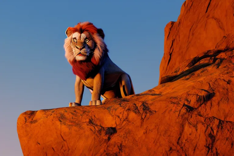 Prompt: cinematic still of Rick Sanchéz in Lion King (1994), XF IQ4, f/1.4, ISO 200, 1/160s, 8K, RAW, dramatic lighting, symmetrical balance, in-frame