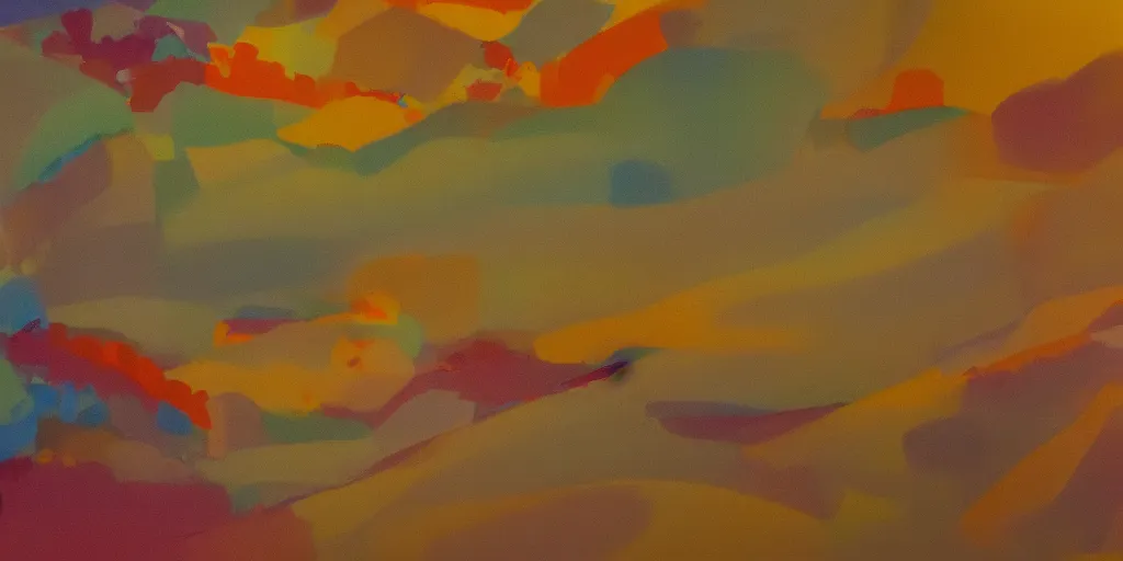 Image similar to abstract landscape painting at 12:00 by james jean and David Schnell, rendering, redshift, octane