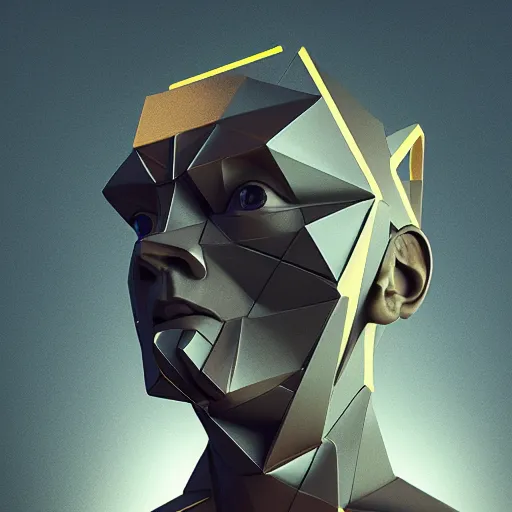 Prompt: a portrait of a cyborg folding origami, octane, 3 d render, beautiful artwork, rendered by beeple