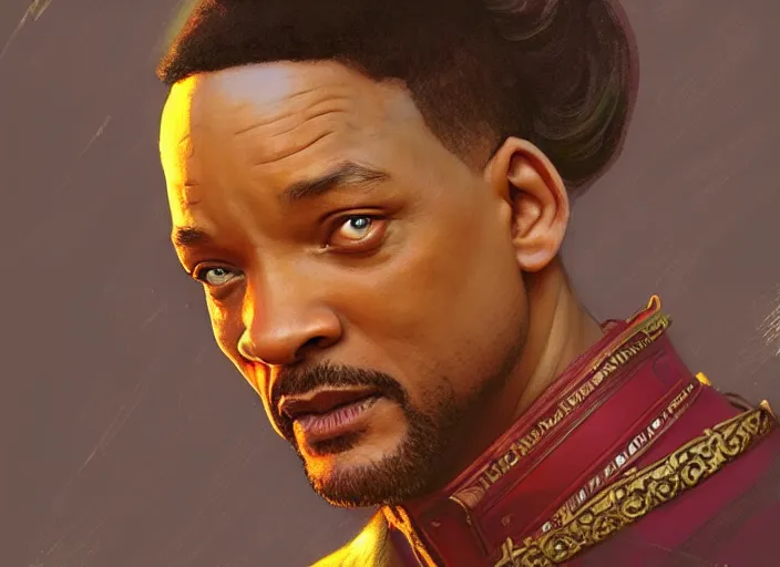 Image similar to will smith as oscar diggs, intricate, d & d, fantasy, art nouveau, digital painting, trending on artstation, sharp focus, wide shot, illustration, global illumination, ray tracing, art by artgerm and greg rutkowski and ruan jia