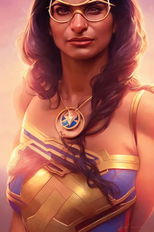 Prompt: mia khalifa as wonder women, portrait,, highly detailed, digital painting, artstation, concept art, smooth, sharp focus, illustration, cinematic lighting, art by artgerm and greg rutkowski and alphonse mucha