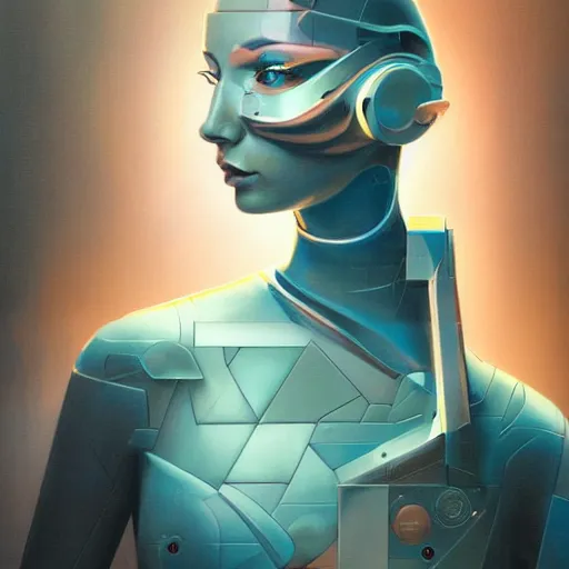 Image similar to scifi futurism automaton minimalism chrome by peter mohrbacher art Hajime Sorayama airbrush hyperrealism model abstract shatter fragments cubism futurism pastel blue soft flat minimal minimalism portrait face jackson pollock