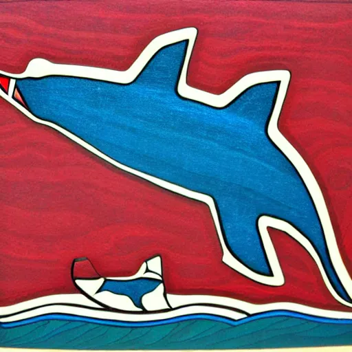 Prompt: whale in style of haida gwaii, pacific northwest coast, native american art, clean