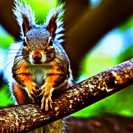 Prompt: a squirrel is sitting on a tree branch, a jigsaw puzzle by andrey yefimovich martynov, shutterstock contest winner, naturalism, creative commons attribution, deviantart, shallow depth of field