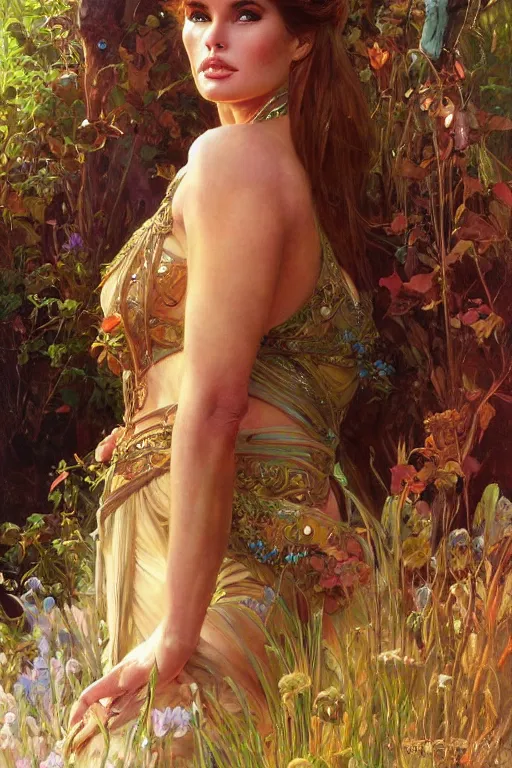 Image similar to young Raquel Welch portrait, fantasy, elegant, intricate, by Stanley Artgerm Lau, greg rutkowski, thomas kindkade, alphonse mucha, loish, norman Rockwell