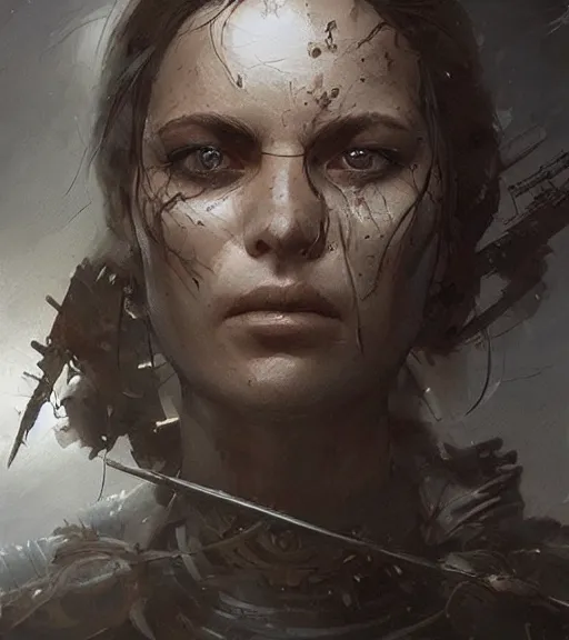 Prompt: war, realistic face, in the style of greg rutkowski, fantasy, amazing detail, epic, intricate, elegant, smooth, sharp focus