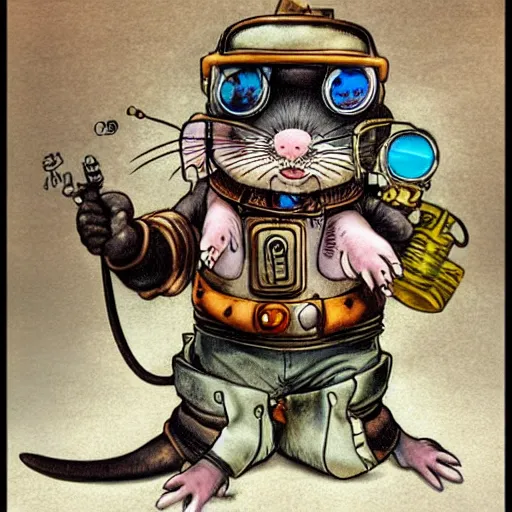 Image similar to a rat with steampunk googles, by Akira Toriyama