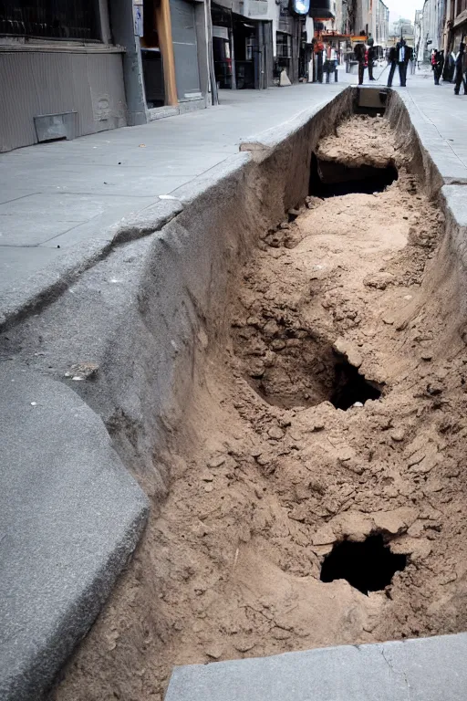 Image similar to an big hole on the street,