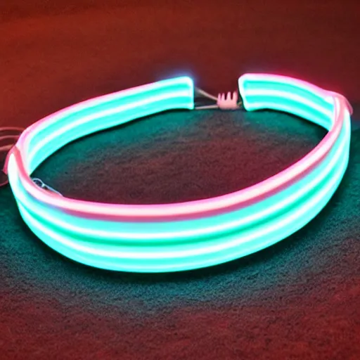 Prompt: Collar with neon glowing lights on it